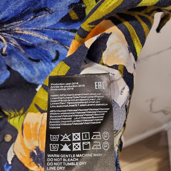 Linen tropical short sleeves blouse - Picture 5 of 5